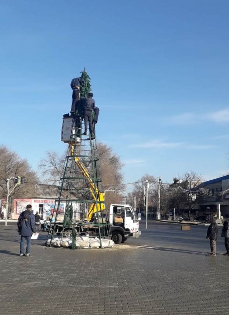 В Чадыр-Лунге устанавливают главную новогоднюю ель